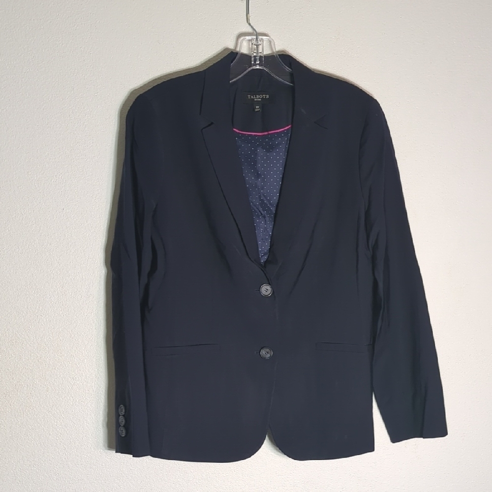 Talbots Women's Blazer Suit Jacket Wool Navy Blue Career Quiet Luxury 10P Petite